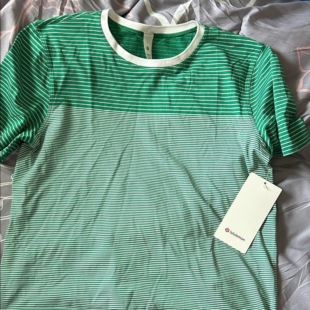 Lululemon seamless classic fit mariner stripe T Green Striped T-Shirt